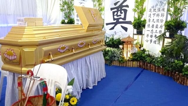 Traditional Taoist funeral setup by Ang Brothers with specific dialect-group ceremonial rites.