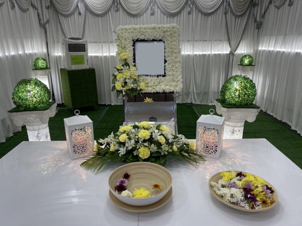 Celebrate Life freethinker funeral setup by Embrace with personalized boutique styling.