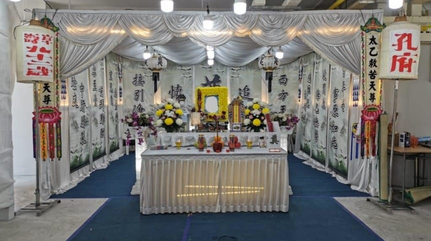 High-ritual Taoist funeral wake at an HDB void deck managed by Memorial Funeral Specialist.