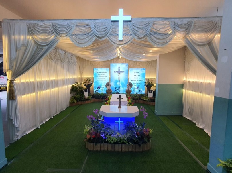 Catholic funeral wake setup by A.LifeGrad Memorial Group