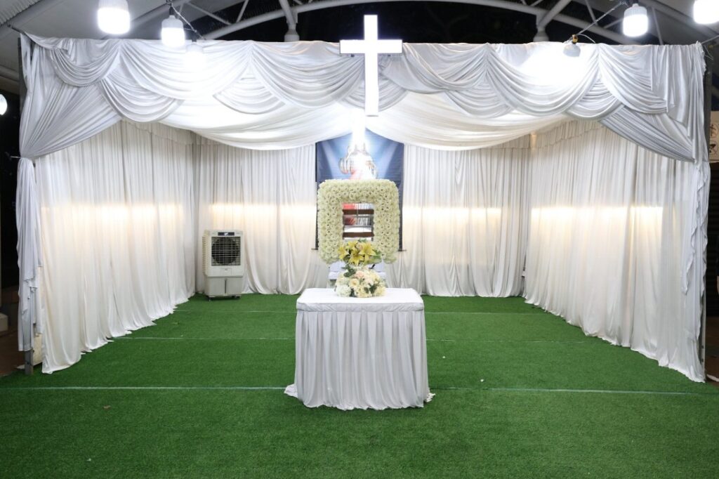 Catholic funeral wake setup by Singapore Funeral Services