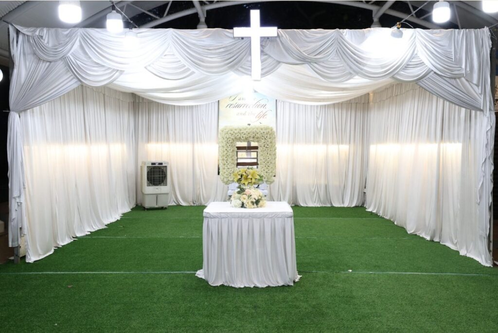 Christian funeral wake setup by Singapore Funeral Services