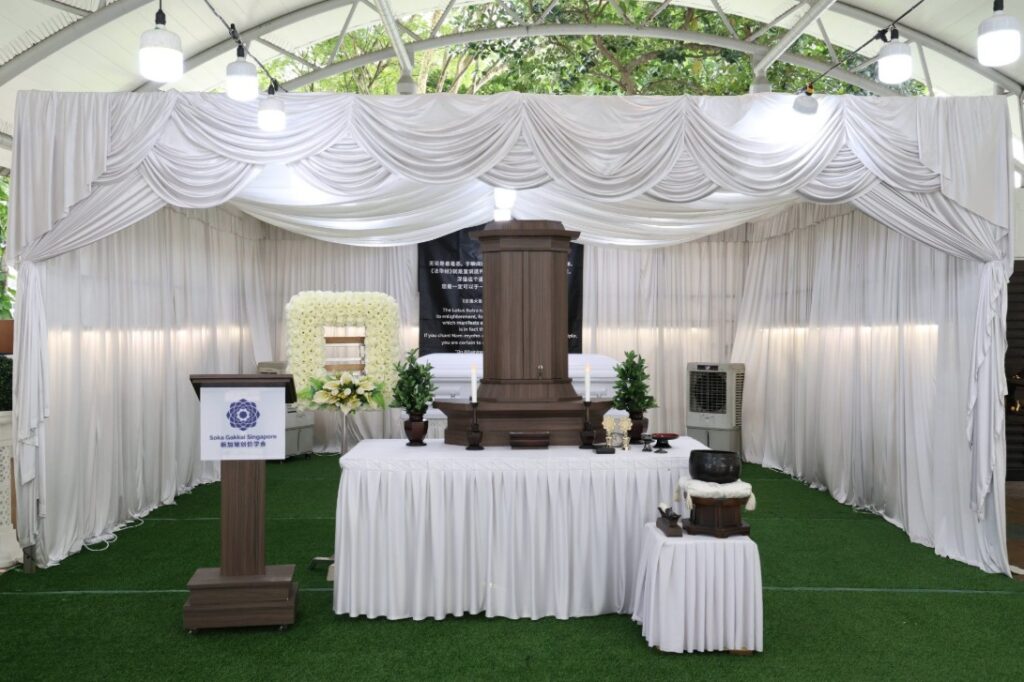 Soka funeral wake setup by Singapore Funeral Services