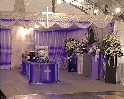 Christian funeral wake setup by White Lilies Funeral