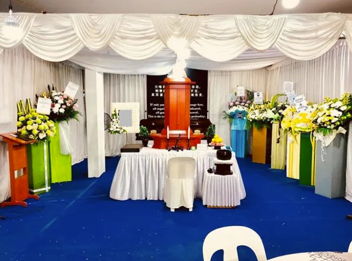 Soka funeral wake setup by Eternity Funeral Service with traditional altar in Singapore